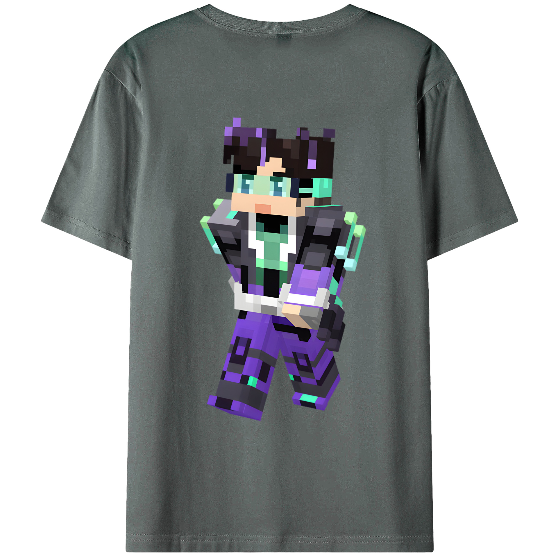 （画像用） マインクラフト ブロックの世界 Minecraft MC Block world 綿100％ メンズ半袖Tシャツ（バックプリント） 通気性